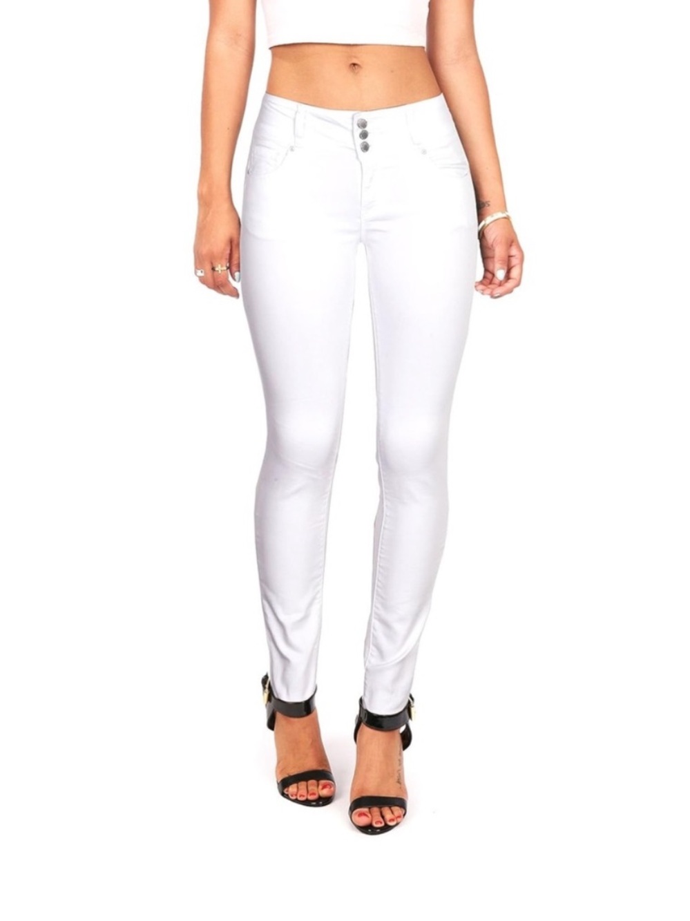 🔴 2 for $13 Wax Jean Butt, I Love You! White Skinny Jeans 3